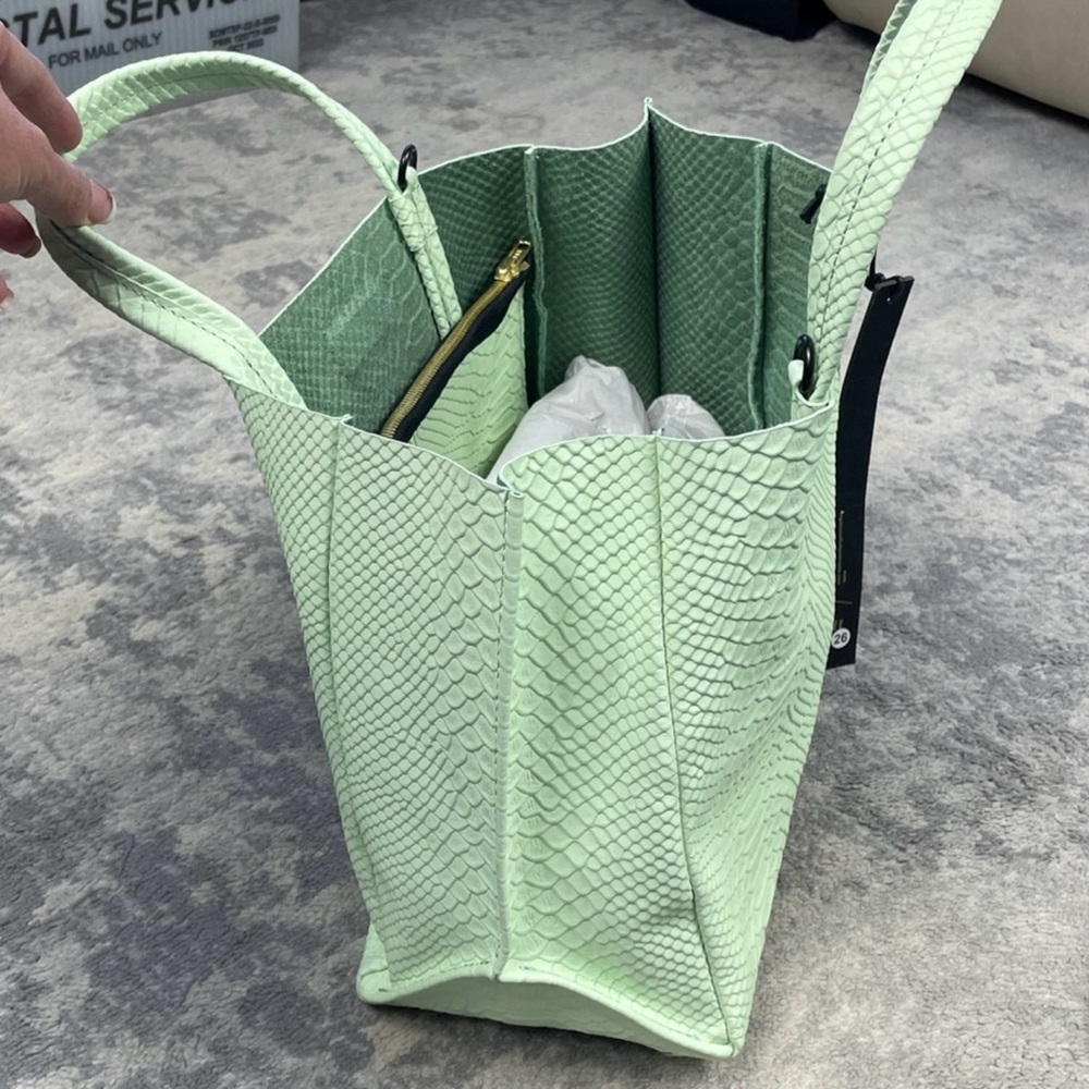 Ampersand As Apostrophe Mint Green Python Embossed Leather Half Tote Spring NWT - Picture 5 of 12